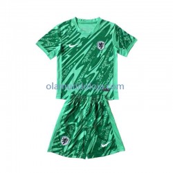 Camisola Países Baixos Guarda-redes Criança Equipamento Primeiro Euro 2024 Manga Curta